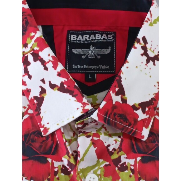 Barnabas MEN'S Shirt Size Large Leopard Roses Chains Art Button Down Longsleeve - Picture 4 of 6